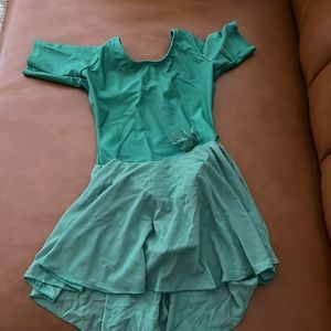 3t green leotard with skirt. Ballet dress. Criss cross back